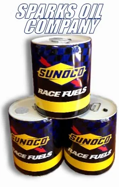 Sunoco racing fuel cans supplied by Sparks Oil Company